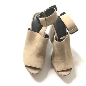 $275 Rebecca Minkoff Nude Tan Ankle Strap Cece Platform Sandals High Heels 5.5